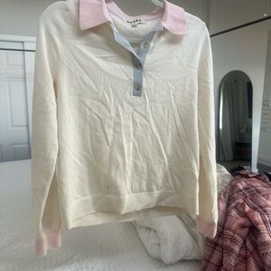 Boden Cream Sweater with Pink and Blue Accents